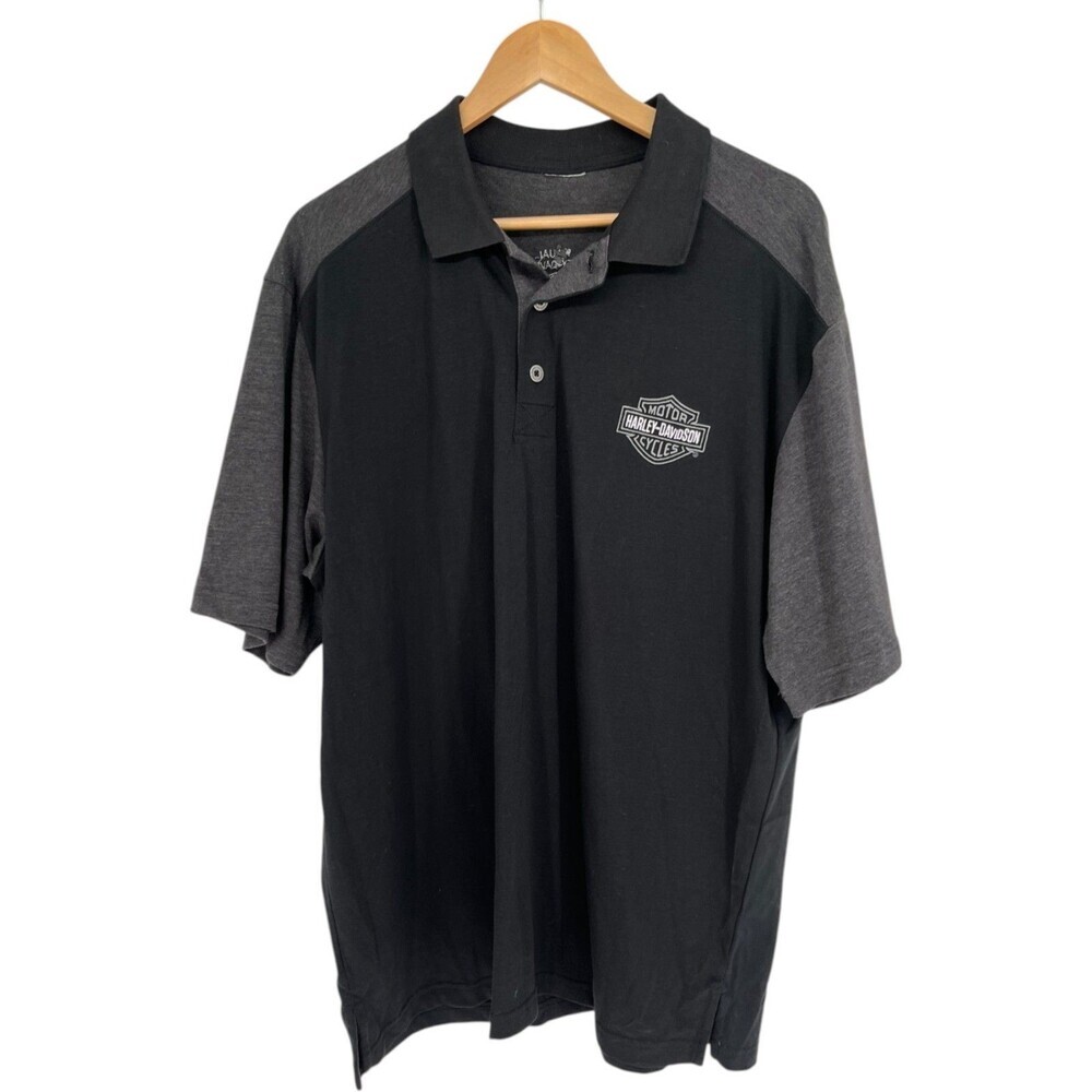 Harley-Davidson Polo Shirt Men's Size Large Kauai Hawaii Raglan Bikercore Y2K